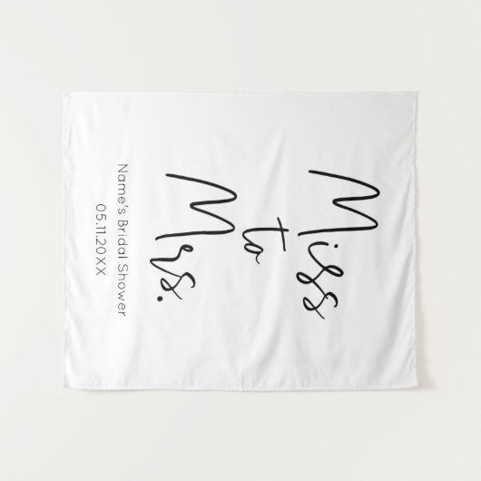 Miss to Mrs. – Aangepaste trouwfeest fotobackdrop Wandkleed (Voorkant (horizontaal))