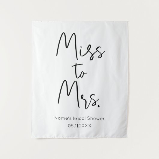 Miss to Mrs. – Aangepaste trouwfeest fotobackdrop Wandkleed (Voorkant)