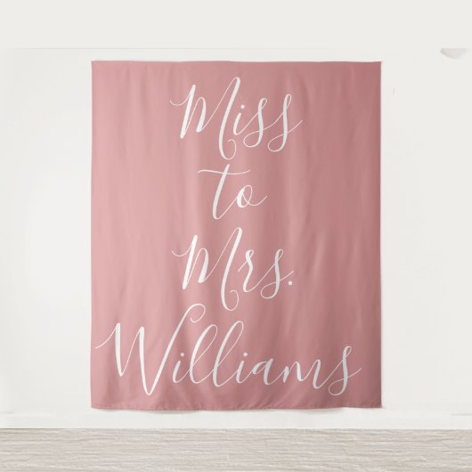 Miss to Mrs Banner Bruidsfeest Backdrop Roze Wandkleed (Voorkant)