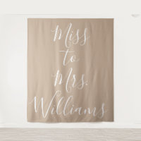Miss to Mrs Banner Bruidsfeest Backdrop Tan