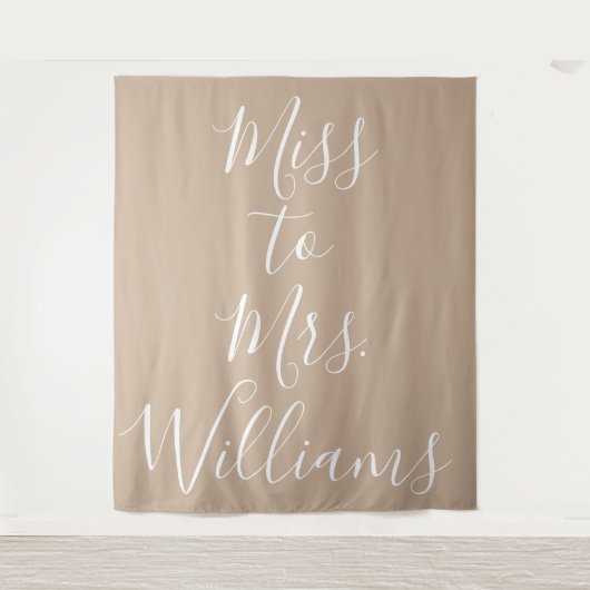 Miss to Mrs Banner Bruidsfeest Backdrop Tan Wandkleed (Voorkant)