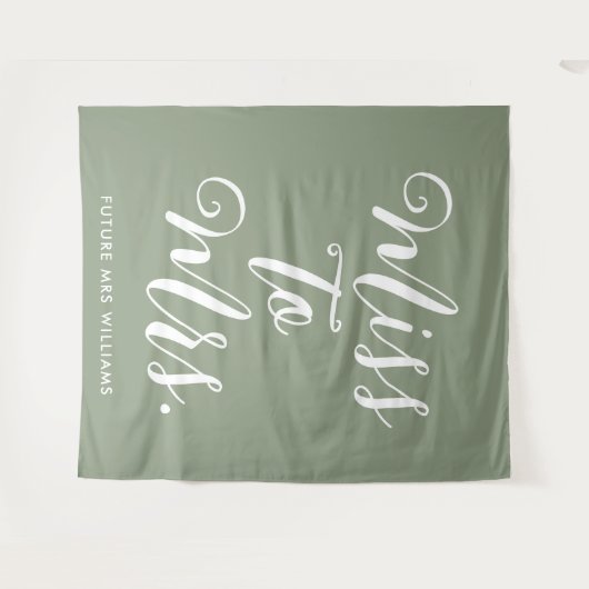Miss to Mrs Banner Modern Bruidsfeest Prop Wandkleed (Voorkant (horizontaal))