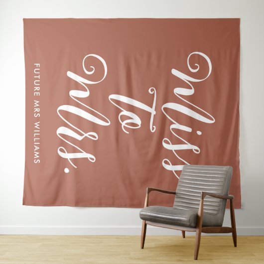 Miss to Mrs Banner Modern Vrijgezellenfeest Achter Wandkleed (In Situ (horizontaal))