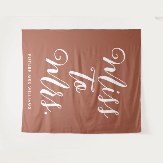 Miss to Mrs Banner Modern Vrijgezellenfeest Achter Wandkleed (Voorkant (horizontaal))