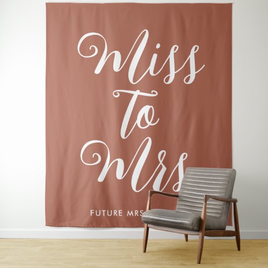 Miss to Mrs Banner Modern Vrijgezellenfeest Achter Wandkleed (In situ)