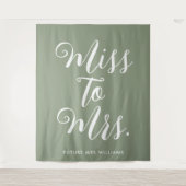 Miss to Mrs Banner Moderne Bruidsbruiloft Prop Wandkleed (Voorkant)