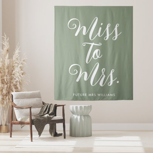 Miss to Mrs Banner Moderne Bruidsbruiloft Prop Wandkleed
