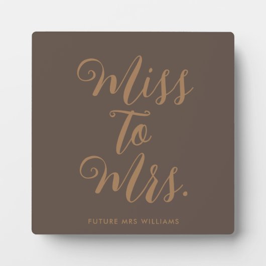 Miss to Mrs Banner Moderne Bruidsfeest Prop Fotoplaat (Voorkant)