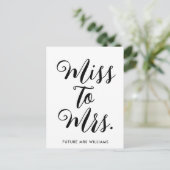 Miss to Mrs Banner Moderne Bruidsfeestandaard Briefkaart (Staand voorkant)