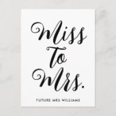 Miss to Mrs Banner Moderne Bruidsfeestandaard Briefkaart (Voorkant)