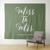 Miss to Mrs Banner Retro Moderne Bachelorette Wandkleed (In Situ (horizontaal))
