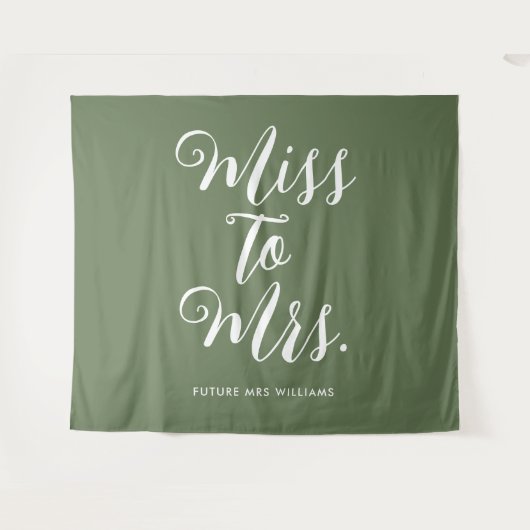 Miss to Mrs Banner Retro Moderne Bachelorette Wandkleed (Voorkant (horizontaal))