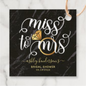Miss To Mrs Black Marble Bruiloftsfeest Bedankjes Labels (Achterkant)