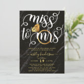 Miss To Mrs Black Marble Vrijgezellenfeest Kaart (Staand voorkant)