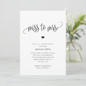 Miss to Mrs Black/White Vrijgezellenfeest Kaart (Staand voorkant)