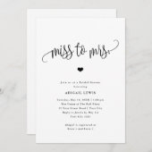 Miss to Mrs Black/White Vrijgezellenfeest Kaart (Voorkant / Achterkant)