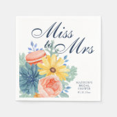Miss To Mrs Bloemige Succulente Macaron Bruidsdine Servet (Voorkant)