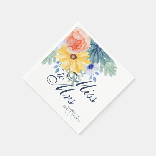 Miss To Mrs Bloemige Succulente Macaron Bruidsdouc Servet (Hoek)