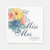 Miss To Mrs Bloemige Succulente Macaron Bruiloft B Servet (Voorkant)