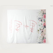 Miss to Mrs Blush Floral Vrijgezellenfeest Achterg Wandkleed (Voorkant (horizontaal))