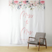 Miss to Mrs Blush Floral Vrijgezellenfeest Achterg Wandkleed (In situ)