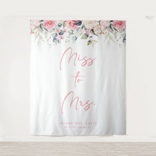 Miss to Mrs Blush Floral Vrijgezellenfeest Achterg Wandkleed