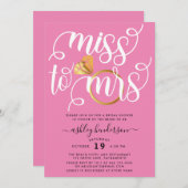 Miss to Mrs Blush Pink Vrijgezellenfeest Kaart (Voorkant / Achterkant)