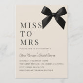 Miss to Mrs Bow Bruiloftsfeest Kaart (Voorkant)