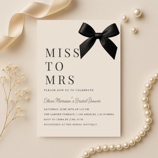 Miss to Mrs Bow Bruiloftsfeest Kaart