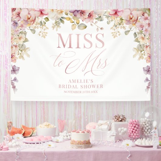 Miss to Mrs Bridal shower elegant orchids backdrop Spandoek (Feest)