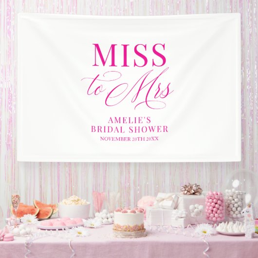 Miss to Mrs Bridal shower elegant pink backdrop Spandoek (Feest)