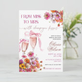 Miss to Mrs. Bridal Shower Invitation Sjabloon Roz Kaart (Staand voorkant)