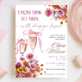 Miss to Mrs. Bridal Shower Invitation Sjabloon Roz Kaart