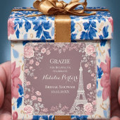 Miss to Mrs Bridal Shower Paris Eiffel Tower Flora Vierkante Sticker