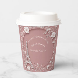 Miss to Mrs Bridal Shower Paris Eiffel Tower Pink  Papieren Bekers