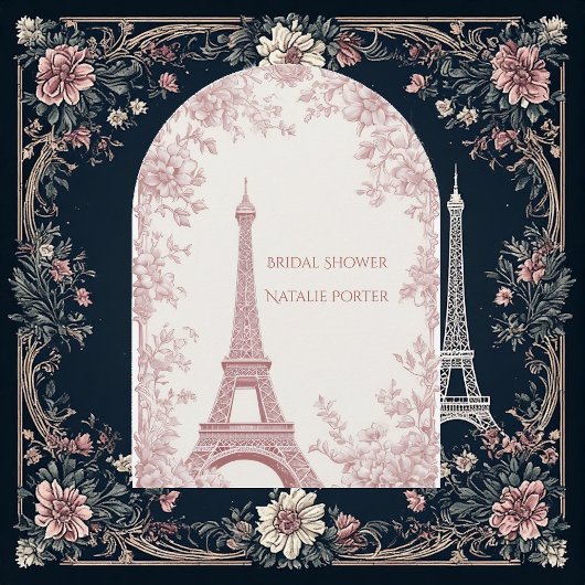 Miss to Mrs Bridal Shower Paris Shabby Chic Arch  Kaart