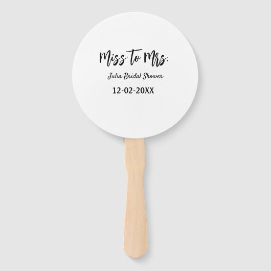Miss to Mrs bridal shower stylish simple add name Handwaaier (Voorkant)