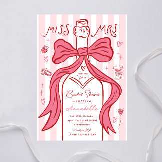 Miss to Mrs Bruidsdouche Roze Lint Champagne Kaart