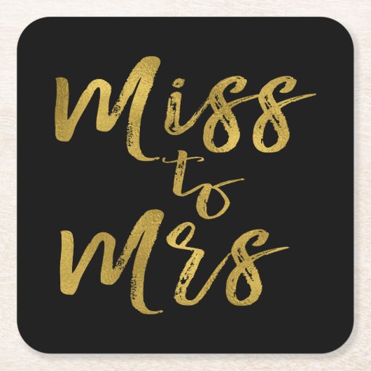 Miss to Mrs Bruidsfeest Goud Folie Kartonnen Onderzetters (Voorkant)