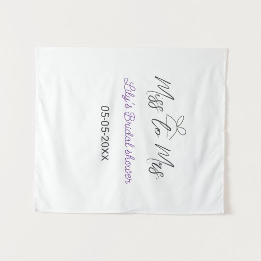 Miss to Mrs bruidsfeest voeg naam datum jaar boog Wandkleed (Voorkant (horizontaal))