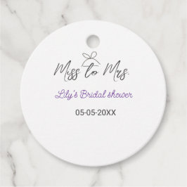 Miss to Mrs bruidsfeest voeg naam datum jaar lint Bedankjes Labels