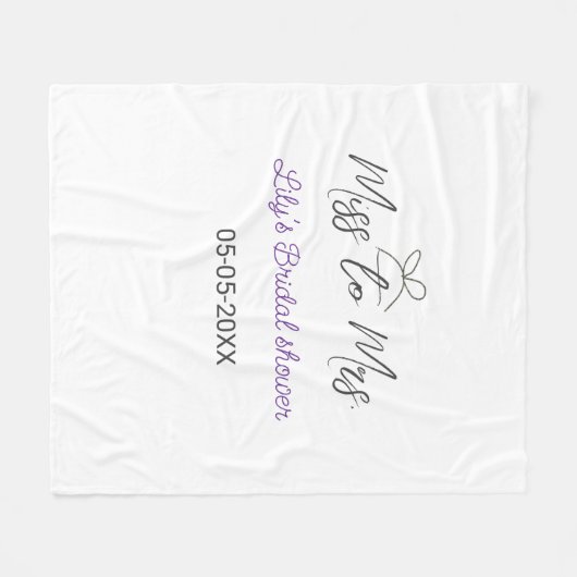 Miss to Mrs bruidsfeest voeg naam datum jaar lint Fleece Deken (Voorkant (Horizontaal))