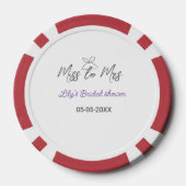 Miss to Mrs bruidsfeest voeg naam datum jaar lint Poker Chips (Achterkant)