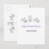 Miss to Mrs bruidsfeest voeg naam datum jaar strik Briefkaart (Voorkant / Achterkant)