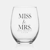 Miss To Mrs Bruidsjurk Bruidsshower Feest Wijnglas Zonder Voet (Voorkant)