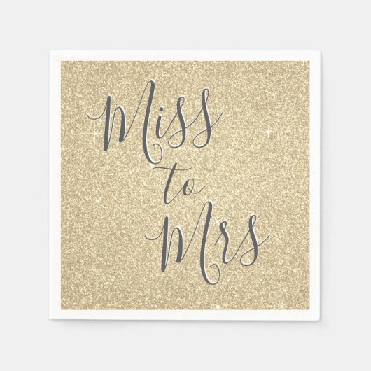 Miss to Mrs Bruiloft Feestje Gouden Glans Servet (Voorkant)