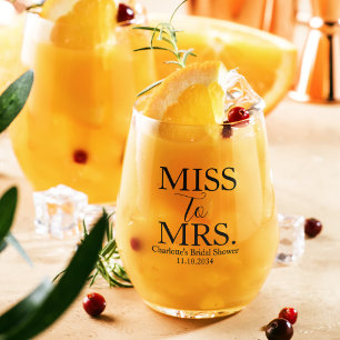 Miss To Mrs Bruiloft Maandag Borrel Wijnglas Zonder Voet