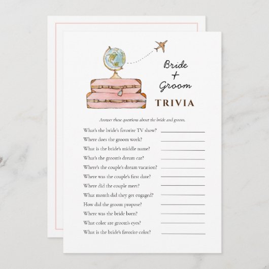 Miss to Mrs Bruiloft Trivia-spellen Kaart (Voorkant / Achterkant)