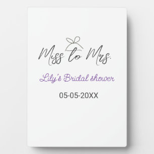 Miss to Mrs bruiloftsborrel voeg naam datum jaar b Fotoplaat