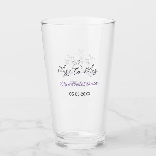 Miss to Mrs bruiloftsborrel voeg naam datum jaar b Glas (Voorkant)